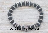 CGB7436 8mm matte Tibetan agate bracelet with skull for men or women