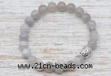 CGB7438 8mm grey banded agate bracelet with buddha for men or women