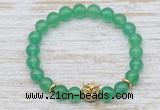 CGB7448 8mm green agate bracelet with owl head for men or women