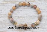 CGB7456 8mm yellow crazy lace agate bracelet with skull for men or women