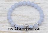 CGB7460 8mm blue lace agate bracelet with leopard head for men or women