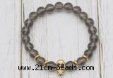 CGB7492 8mm smoky quartz bracelet with skull for men or women