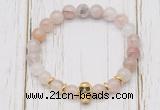 CGB7496 8mm pink quartz bracelet with skull for men or women