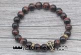 CGB7519 8mm red tiger eye bracelet with skull for men or women