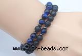 CGB7618 8mm black lava & blue tiger eye mala stretchy bracelets