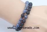 CGB7644 8mm black lava & blue spot stone mala stretchy bracelets