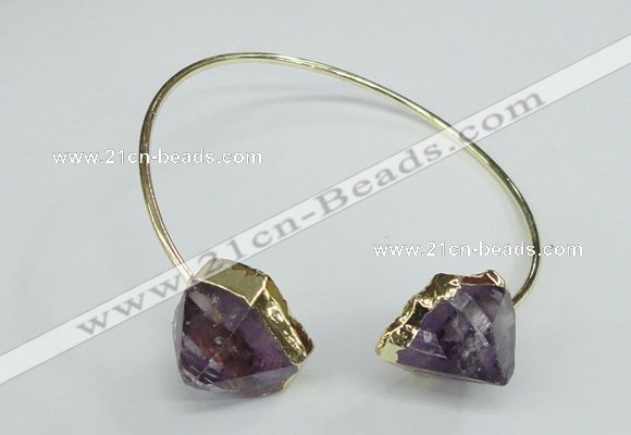 CGB768 13*18mm - 15*20mm faceted nuggets amethyst gemstone bangles