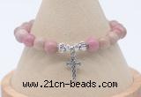 CGB7751 8mm pink wooden jasper bead with luckly charm bracelets