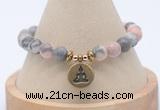 CGB7755 8mm pink zebra jasper bead with luckly charm bracelets