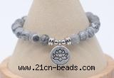 CGB7758 8mm grey picture jasper bead with luckly charm bracelets