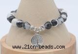 CGB7769 8mm black & white jasper bead with luckly charm bracelets