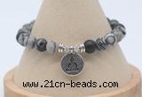 CGB7770 8mm black water jasper bead with luckly charm bracelets