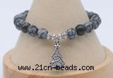 CGB7806 8mm snowflake obsidian bead with luckly charm bracelets