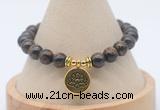 CGB7809 8mm bronzite bead with luckly charm bracelets wholesale