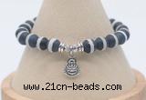 CGB7836 8mm matte Tibetan agate bead with luckly charm bracelets