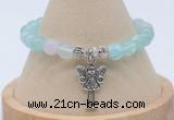 CGB7840 8mm sea blue banded agate bead with luckly charm bracelets