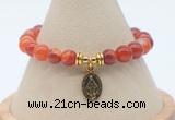 CGB7843 8mm red banded agate bead with luckly charm bracelets