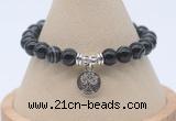 CGB7845 8mm black banded agate bead with luckly charm bracelets