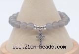 CGB7853 8mm grey agate bead with luckly charm bracelets