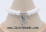 CGB7870 8mm white candy jade bead with luckly charm bracelets