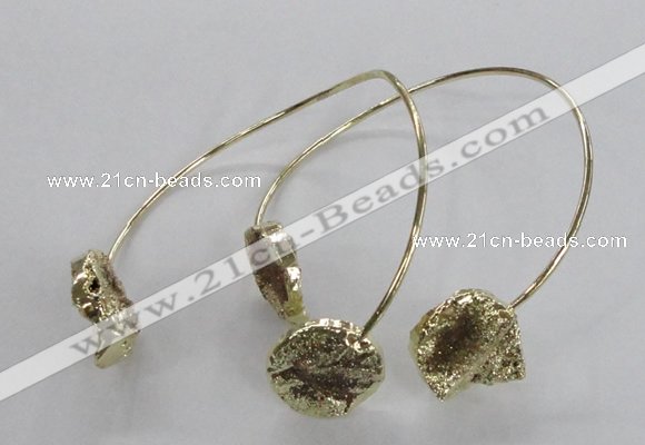 CGB804 18mm - 20mm coin plated druzy agate gemstone bangles