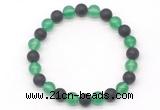 CGB8046 8mm green agate & matte black agate beaded stretchy bracelets