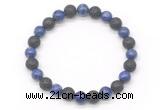 CGB8067 8mm lapis lazuli & black lava beaded stretchy bracelets