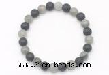 CGB8072 8mm labradorite & black lava beaded stretchy bracelets