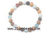 CGB8080 8mm matte amazonite, picture jasper & picasso jasper beaded stretchy bracelets