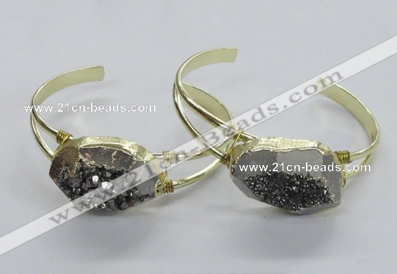 CGB810 25*30mm – 25*35mm freeform plated druzy agate bangles
