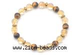 CGB8102 8mm citrine, yellow tiger eye & hematite power beads bracelet