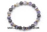 CGB8104 8mm dogtooth amethyst, garnet & hematite power beads bracelet