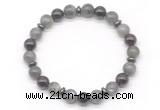 CGB8109 8mm labradorite, garnet & hematite power beads bracelet