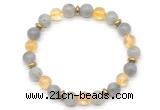 CGB8110 8mm labradorite, citrine & hematite power beads bracelet