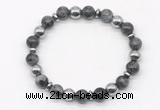 CGB8116 8mm black labradorite & hematite power beads bracelet