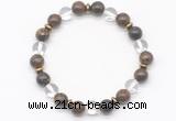 CGB8118 8mm bronzite, white crystal & hematite power beads bracelet