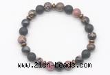 CGB8132 8mm rhodonite, black lava & hematite power beads bracelet