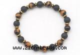 CGB8135 8mm yellow tiger eye, black lava & hematite power beads bracelet