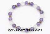 CGB8143 8mm amethyst, matte white crystal & hematite power beads bracelet