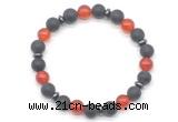 CGB8148 8mm matte black agate, red agate & hematite power beads bracelet