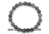 CGB8150 8mm moss agate, matte black agate & hematite power beads bracelet