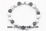 CGB8152 8mm white howlite, matte black labradorite & hematite power beads bracelet