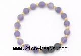 CGB8184 8mm matte amethyst & black lava beaded stretchy bracelets