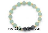 CGB8189 8mm matte green aventurine & black lava beaded stretchy bracelets