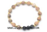 CGB8193 8mm matte picture jasper & black lava beaded stretchy bracelets