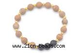 CGB8194 8mm matte wooden jasper & black lava beaded stretchy bracelets