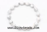 CGB8205 8mm matte white howlite & white lava beaded stretchy bracelets