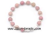 CGB8207 8mm matte pink wooden jasper & white lava beaded stretchy bracelets