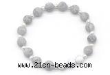 CGB8208 8mm matte grey picture jasper & white lava beaded stretchy bracelets