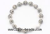 CGB8209 8mm matte dalmatian jasper & white lava beaded stretchy bracelets